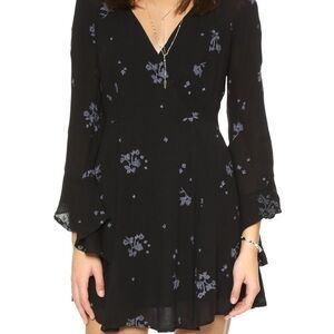 Free People Jasmine Embroidered Floral Black Dress Size 8